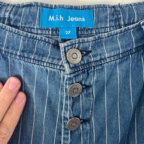 M.i.h Paradise Ultra High-Rise Straight Blue Denim White Striped Jeans Size 27 - Picture 4 of 12